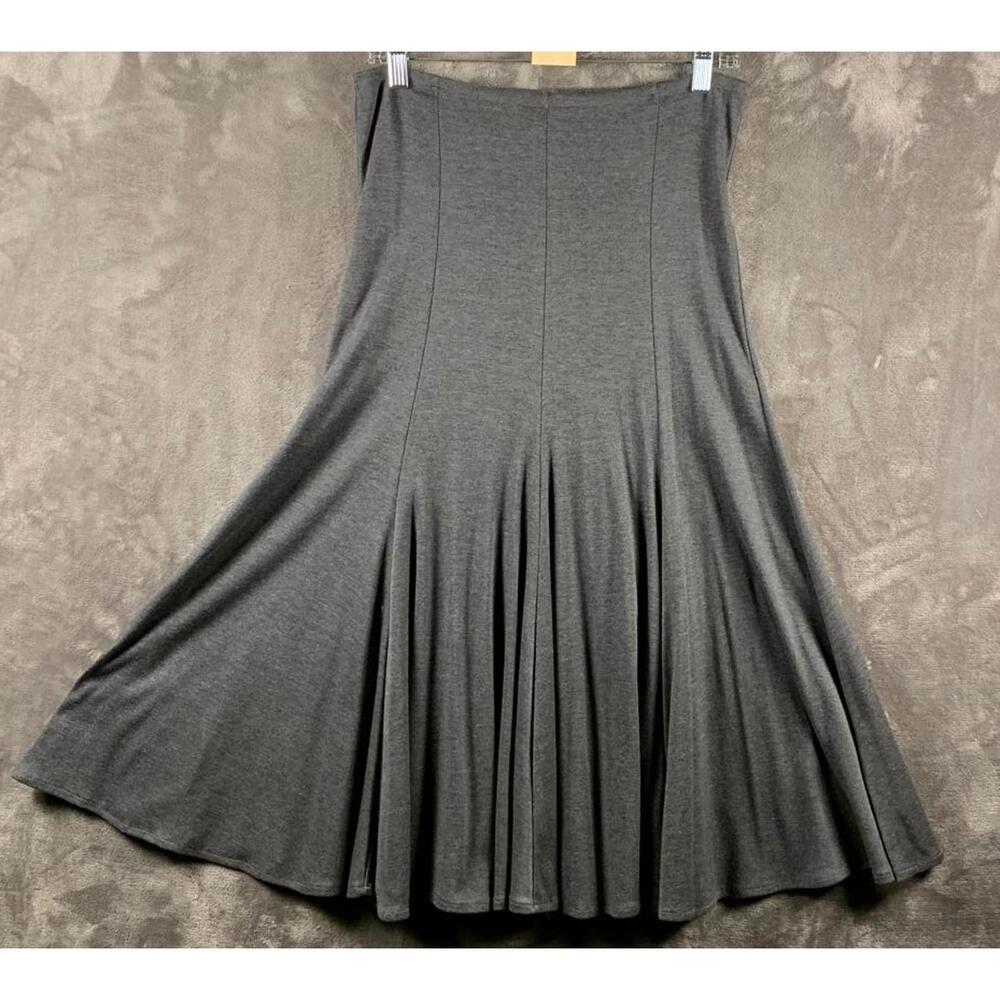 Vintage 80's More by Roger Buchard Dark Grey Flare Pleated Skirt Size Medium